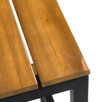 Barstool Set of 2, Straight Legs, Brown Acacia Wood, Black Iron Legs -BM325077