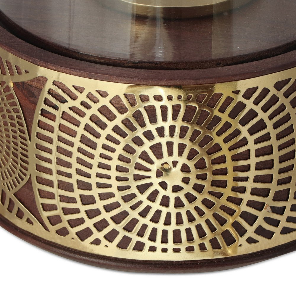 Decorative 12 Inch Candle Holder Hurrican with Rounded Glass Cover -BM325078