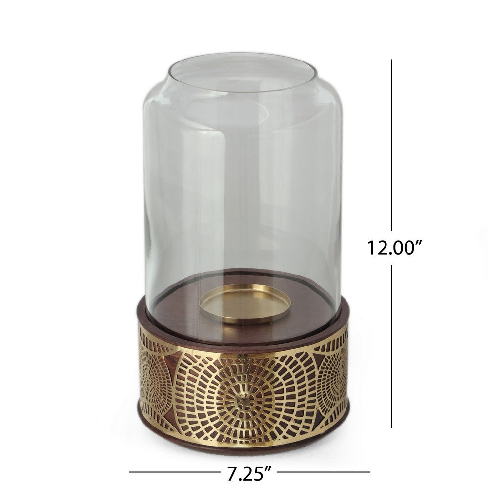 Decorative 12 Inch Candle Holder Hurrican with Rounded Glass Cover -BM325078