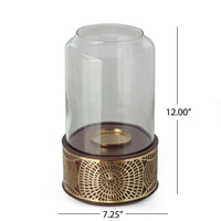 Decorative 12 Inch Candle Holder Hurrican with Rounded Glass Cover -BM325078