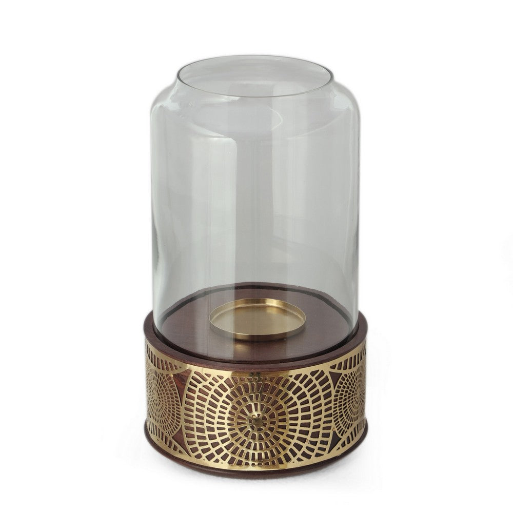 Decorative 12 Inch Candle Holder Hurrican with Rounded Glass Cover -BM325078
