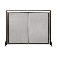 31x40 Fireplace Screen, 2 Door Diamond Mesh Design, Black Bronze Iron -BM325082