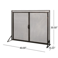 31x40 Fireplace Screen, 2 Door Diamond Mesh Design, Black Bronze Iron -BM325082