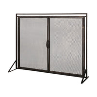 31x40 Fireplace Screen, 2 Door Diamond Mesh Design, Black Bronze Iron -BM325082