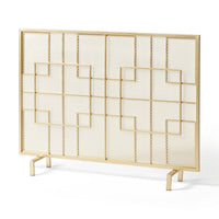 31x41 Fireplace Screen, Overlapping Square Design, Classic Gold Iron -BM325083