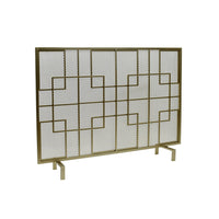31x41 Fireplace Screen, Overlapping Square Design, Classic Gold Iron -BM325083