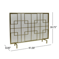 31x41 Fireplace Screen, Overlapping Square Design, Classic Gold Iron -BM325083