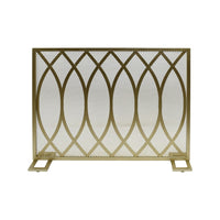 30x40 Fireplace Screen, Overlapping Round Lens Design, Gold Iron -BM325084