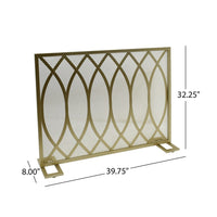 30x40 Fireplace Screen, Overlapping Round Lens Design, Gold Iron -BM325084