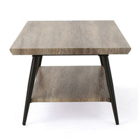 Coffee Table, 43 Inch Top, Black Metal Legs, Taupe Gray Wood Finish -BM325085