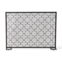 30x41 Fireplace Screen, Classic Clover Trellis Pattern, Black Iron -BM325086