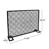 30x41 Fireplace Screen, Classic Clover Trellis Pattern, Black Iron -BM325086