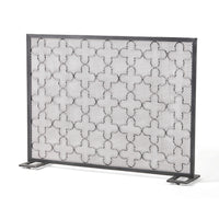 30x41 Fireplace Screen, Classic Clover Trellis Pattern, Black Iron -BM325086