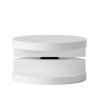 Coffee Table, Open Shelf, Rotating 24 Inch Modern Round White Top -BM325089