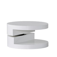 Coffee Table, Open Shelf, Rotating 24 Inch Modern Round White Top -BM325089