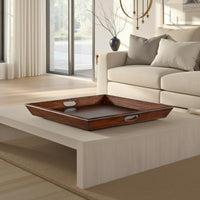 Odel Decorative Serving Tray, 27x27 Square Dark Brown Mahogany Wood -BM325137