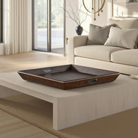 Flint Decorative Serving Tray, 27x27 Square Dark Rustic Oak Brown -BM325138