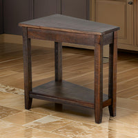 Flint Chairside Table with Shelf, 24 Inch Angled Dark Brown Mahogany -BM325144