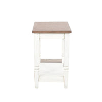 Dean Accent Side Table w Shelf, 26 Inch Rectangular Brown, White -BM325149