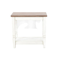 Dean Accent Side Table w Shelf, 26 Inch Rectangular Brown, White -BM325149