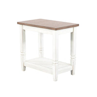 Dean Accent Side Table w Shelf, 26 Inch Rectangular Brown, White -BM325149