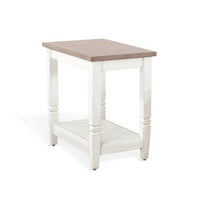 Dean Accent Side Table w Shelf, 26 Inch Rectangular Brown, White
