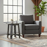 Rena Side End Table, X Legs, 24in Round, Distressed Rustic Black Wood -BM325155