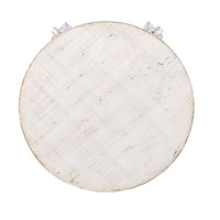 Rena Rustic Side End Table, X Legs, 24in Round, Distressed White Wood -BM325161