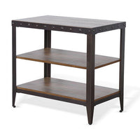 Ayka Chairside Table w 2 Shelf, Nailhead, 28 Inch Rectangular Brown