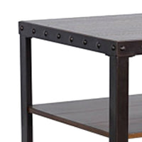 Ayka Side End Table w 2 Shelf, Nailhead, 24 Inch Rectangular Brown -BM325164