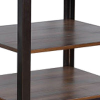 Ayka Side End Table w 2 Shelf, Nailhead, 24 Inch Rectangular Brown -BM325164