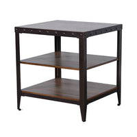 Ayka Side End Table w 2 Shelf, Nailhead, 24 Inch Rectangular Brown -BM325164