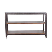 Ayka Sofa Table w Shelf, Nailhead Accent, 48 Inch Rectangular Brown -BM325165