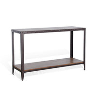 Ayka Sofa Table w Shelf, Nailhead Accent, 48 Inch Rectangular Brown
