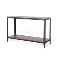 Ayka Sofa Table w Shelf, Nailhead Accent, 48 Inch Rectangular Brown -BM325165