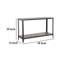 Ayka Sofa Table w Shelf, Nailhead Accent, 48 Inch Rectangular Brown -BM325165