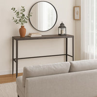 Ayka Sofa Bar Table w Nailhead Accent, 60 Inch Rectangular Brown Wood -BM325166