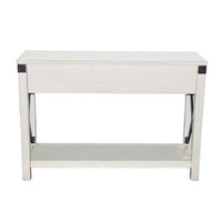 Sime Sofa Table w Shelf, 2 Drawers, 44 Inch Rectangular Off White Wood -BM325170