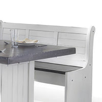 Orso 4pc Breakfast Nook Dining Table Set, Corner Bench, White Brown