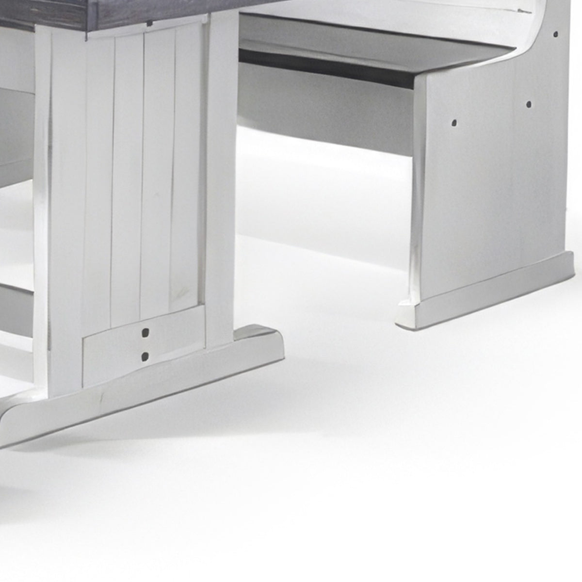 Orso 4pc Breakfast Nook Dining Table Set, Corner Bench, White Brown