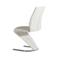 Pia Dining Chair Set of 2, Modern White Faux Leather, Chrome Legs -BM325235