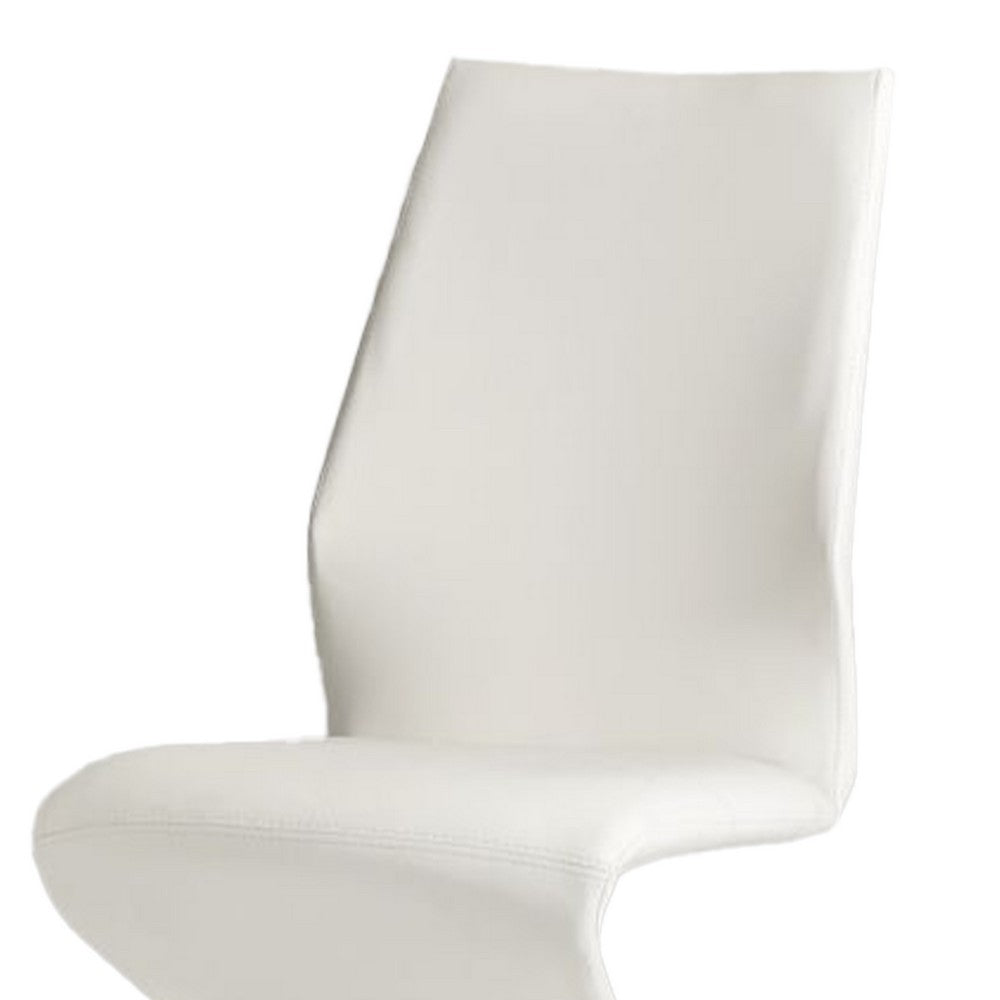 Pia Dining Chair Set of 2, Modern White Faux Leather, Chrome Legs -BM325235