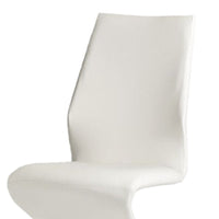 Pia Dining Chair Set of 2, Modern White Faux Leather, Chrome Legs -BM325235