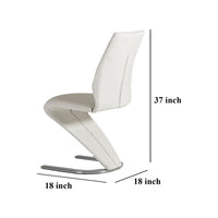Pia Dining Chair Set of 2, Modern White Faux Leather, Chrome Legs -BM325235