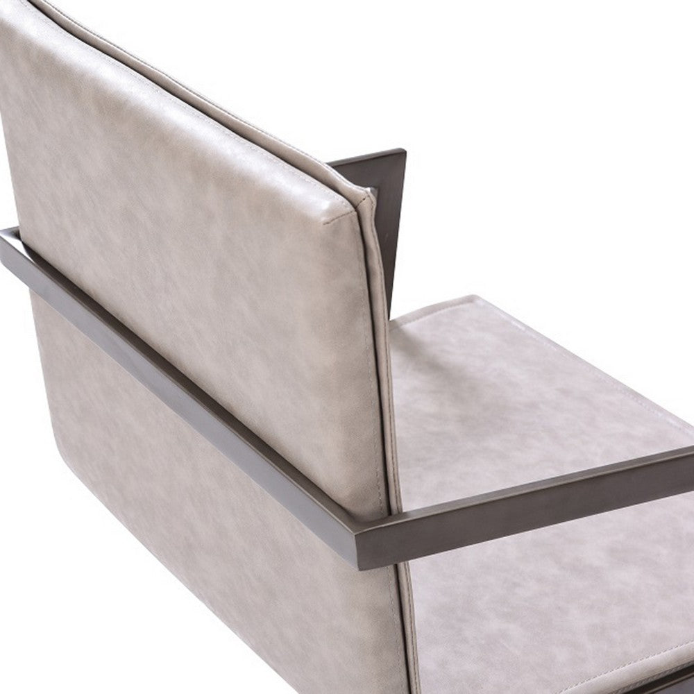 Jegy Dining Chair, Padded Washed Gray Faux Leather, Cantilever Base -BM325237