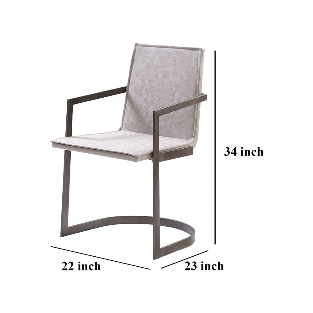 Jegy Dining Chair, Padded Washed Gray Faux Leather, Cantilever Base -BM325237