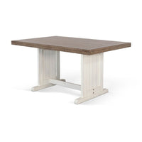 Sime 4pc Corner Breakfast Nook Set | Farmhouse White Brown Dining Table with 3 Benches - BM325263