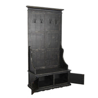 Mary Accent Hall Tree Coat Rack with Bench, 4 Hooks, Farmhouse Black