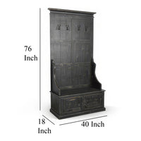 Mary Accent Hall Tree Coat Rack with Bench, 4 Hooks, Farmhouse Black