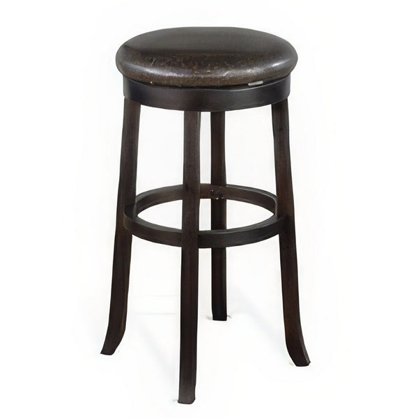 Elon Swivel Barstool Set of 2, Black Faux Leather Cushioned, 30 Inch -BM325279